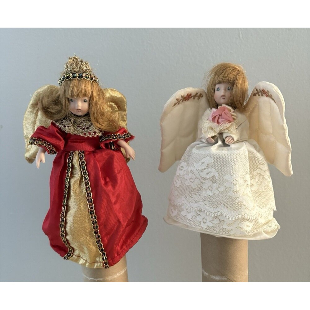 Vtg House of Hatten Angels Christmas Tree Topper Decor Ornament Hard Faces
